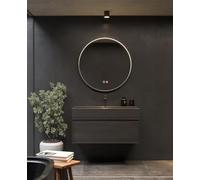MICE COLLECTION - Specchio rotondo con luce perimetrale - Telaio in alluminio nero opaco - 100 cm - Montaggio a parete - Illuminato - Bagno, Camera da letto, Spogliatoio, Corridoio