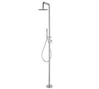Mice - Colonna doccia da esterno in acciaio inox S316 - Monomando a 2 vie con manico doccia - Docce per piscina, giardino e spa, colore acciaio spazzolato