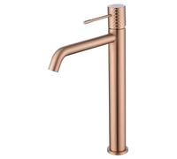 MICE - Rubinetto monocomando con beccuccio alto per lavabo realizzato in ottone con tecnologia di apertura a freddo - Adatto per acqua freddo/caleiente - Rubinetteria di design per lavabo oro rosa
