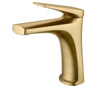 MICE - Rubinetto monocomando per lavabo in ottone - Rubinetteria bagno lavabo per acqua calda/fredda (oro spazzolato)