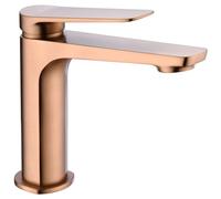MICE - Rubinetto monocomando su mensola per lavabo in ottone - Monomndo per lavabo - Rubinetteria da bagno adatto per acqua fredda/calda Oro rosa spazzolato BDN047-1ORC