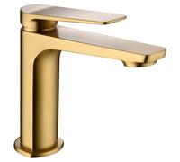 MICE - Rubinetto monocomando su mensola per lavabo in ottone - Monomndo per lavabo - Rubinetteria da bagno adatto per acqua fredda/calda Oro spazzolato BDN047-1OC