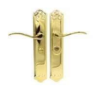 MICEL 02036 - Set di maniglie con serraggio per maniglie da 47 mm, mano destra, include ganasce con 2 chiavi, finitura ottonata, colore oro, 120 x 256 x 55 mm