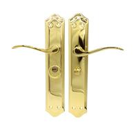 MICEL 02037 - Set di maniglie con serraggio per maniglie da 47 mm, mano sinistra, include molletta con 2 chiavi, finitura ottonata, colore oro, 120 x 256 x 55 mm
