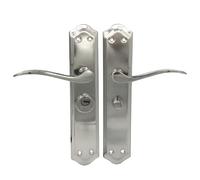 MICEL 02039 - Set di maniglie con serraggio per maniglie da 47 mm, mano sinistra, include molletta con 2 chiavi, finitura nichel satinato, colore argento, 120 x 256 x 55 mm
