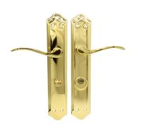 MICEL 02040 - Set di maniglie con serraggio per maniglie da 70 mm, mano destra, include ganasce con 2 chiavi, finitura ottonata, colore oro, 120 x 256 x 55 mm