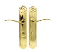 MICEL 02041 - Set di maniglie con condensa per maniglie da 70 mm, mano sinistra, include molletta con 2 chiavi, finitura ottonata, colore oro, 120 x 256 x 55 mm