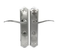 MICEL 02043 - Set di maniglie con serraggio per maniglie da 70 mm, mano sinistra, include molletta con 2 chiavi, finitura nichel satinato, colore argento, 120 x 256 x 55 mm