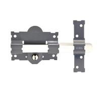 MICEL - 10848 - Serratura a sovrapposizione per porte con cilindro di serraggio da 70 mm, piastra da 105 mm, azionamento chiave/chiave, include 3 chiavi, finitura verniciata grigia