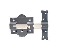 MICEL 10851 - Serratura da sovrapposizione per porte con cilindro di serraggio da 50 mm, piastra da 86 mm, azionamento a pulsante/chiave, include 3 chiavi, finitura verniciata grigio scuro