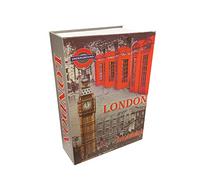 MICEL - 13403 - Cassetta di sicurezza a forma di libro, sicurezza mimetica, libro London, apertura con chiave, colore grigio, 155 x 240 x 55 mm