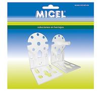 MICEL - 92555 - Set di staffe ad angolo per asse da tenda, con fissaggio a parete e soffitto, finitura in acciaio laccato, colore: bianco, 65 x 86 x 108 mm