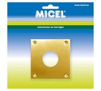 MICEL - 92655 - Piastra Bocallave rotonda per serratura, copertura protettiva per porte, finitura ottone lucido, spessore 1 mm, 80 x 80 mm
