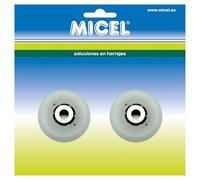 MICEL - 92706 - Cuscinetto per doccia con asse corto e attacco interno passante, confezione da 2 pezzi, in acciaio rivestito in poliammide, finitura bianca, 20 x 20 x 7 mm