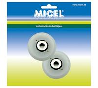 MICEL - 92707 - Cuscinetto per doccia con asse corto e attacco interno passante, confezione da 2 pezzi, in acciaio rivestito in poliammide, finitura bianca, 23 x 23 x 7 mm