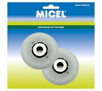 MICEL - 92708 - Cuscinetto per doccia con asse corto e attacco interno passante, confezione da 2 pezzi, in acciaio rivestito in poliammide, finitura bianca, 25 x 25 x 7 mm