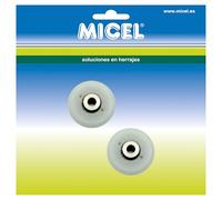 MICEL - 92709 - Cuscinetto per doccia con asse lungo e attacco interno passante, confezione da 2 pezzi, in acciaio rivestito in poliammide, finitura bianca, 20 x 20 x 9 mm