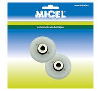 MICEL - 92710 - Cuscinetto per doccia con asse lungo e attacco interno passante, confezione da 2 pezzi, in acciaio rivestito in poliammide, finitura bianca, 23 x 23 x 9 mm