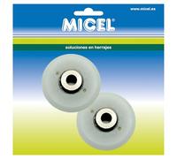 MICEL - 92711 - Cuscinetto per doccia con asse lungo e attacco interno passante, confezione da 2 pezzi, in acciaio rivestito in poliammide, finitura bianca, 25 x 25 x 9 mm