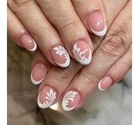 MICFENY 24 unghie corte a pressione sulle unghie francesi unghie acriliche coperture complete unghie finte manicure stick sulle unghie per le donne