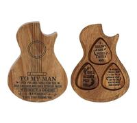 MICFENY Scatola in legno per plettri per chitarra, con superfici delicate, contenitore con 3 plettri per gli amanti della musica