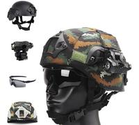 MICH 2000 Set Casco Tattico con Fodera Mimetica Per Casco Occhiali da Paintball e Torcia Per Protezione da Softair All'aperto