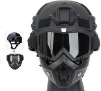 Mich Airsoft Casco e Maschera, con guida laterale per NVG Mount con occhiali rimovibili e regolabili CS Casco Set