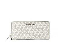 Michael Kors Portafoglio Jet Set Travel Continental in pelle con cerniera e logo Naturale