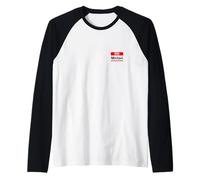 Michael, Ciao, Il Mio Nome è, targhetta con Nome, Etichetta, Personalizzata Maglia con Maniche Raglan