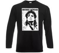 Michael Jackson Signature - Maglietta a maniche lunghe King of Pop Legend Music Tee Top, Nero , M