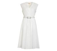 Michael Kors - Abito Midi con Cintura in Popeline di Cotone Stretch - - Dresses - Donna - Bianco - M