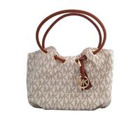 Michael Kors Anello Borsa,Vanilgia Bianco + Marrone,Oro Mk Logo Nappa Spalla