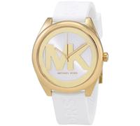 Michael Kors Nero Janelle Silicone Fascia, Color Oro 'Mk 'Logo Dial Orologio -