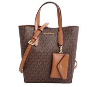 Michael Kors Borsa Tracolla Vincent Sm Shldr Totale + Porta Carte Braun Nuovo