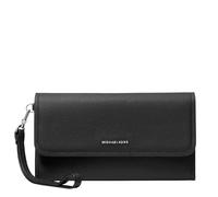Michael Kors Bracciale da donna Jet Set con patta media e doppia zip, argento/pelle, nero