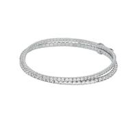 Michael Kors - Bracciale doppio Premium Kors Brilliance in ottone tonalità argento da donna, MKJ8359CZ040