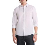 Michael Kors Camicia da uomo a maniche lunghe in tessuto mk gessato, bianco, L