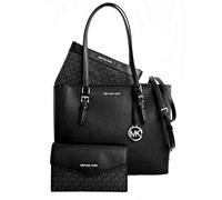 Michael Kors Charlotte LG Totale 3 IN 1 Pelle Borsa a Tracolla +2x Borse Nuovo