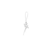 Michael Kors Charm in pelle MK Bolle, hardware argentato, portachiavi, bianco ottico