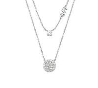 Michael Kors - Collana da donna in argento sterling a doppio strato con disco con pavé, MKC1591AN040