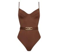 Michael Kors - Costume da bagno intero con ferretto e cintura con logo - - Swimwear - Donna - Marrone - M