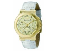 Michael Kors Crema, Bianco Coccodrillo Pelle + Color Oro + Cronografo + Data
