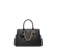 Michael Kors Borsa a mano Laila pelle di vacchetta grana nero, hardware argentato, donna