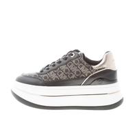 Michael Kors Donna Sneaker Hayes in Pelle e Tessuto Nero con Stampa Logo Oro Color Nero Size IT 36 - EU 36 (US 6)