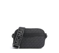 Michael Kors Hudson - Borsa per fotocamera con doppia cerniera, struttura metallica color canna di fucile chiaro/Black Signature