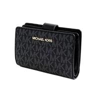 Michael Kors Jet Set Travel - Portafoglio da donna con cerniera doppia, per monete, carte di credito, colore: Nero, Nero , Bifold