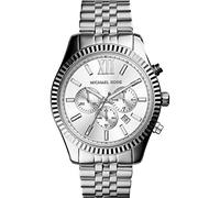 Michael Kors Lexington orologio per uomo, movimento cronografo con cinturino in acciaio o in pelle, Tono argento