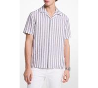 Michael Kors Linen Bold Stripe Short Sleeve Shirt Taglia: L | Camicie Casual Outlet | Uomo | Bianco