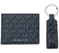 Michael Kors Malone - Set regalo con portafoglio sottile e portachiavi, motivo: ammiraglio/blu pallido, Ammiraglio/Blu pallido