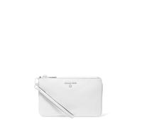 Michael Kors Medium Top-Zip Wristlet, Jet Set Charm-Bracciale Medio con Cerniera Superiore Donna, Raccordi Argento/Bianco Ottico, Talla única